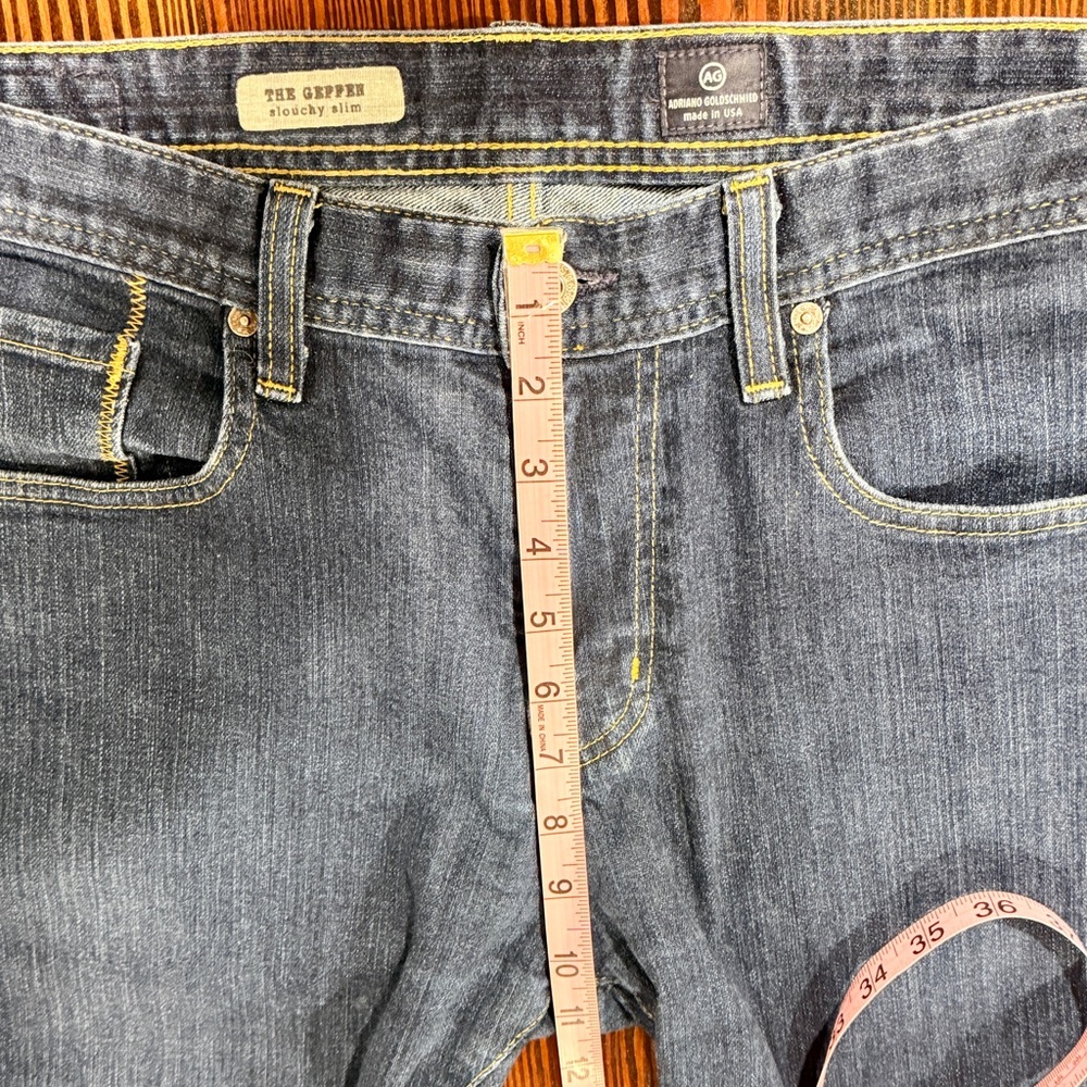 Ag Adriano Goldschmied Men’s Blue “slouchy 
Slim” Straight Jeans 34x32 - Picture 6 of 12